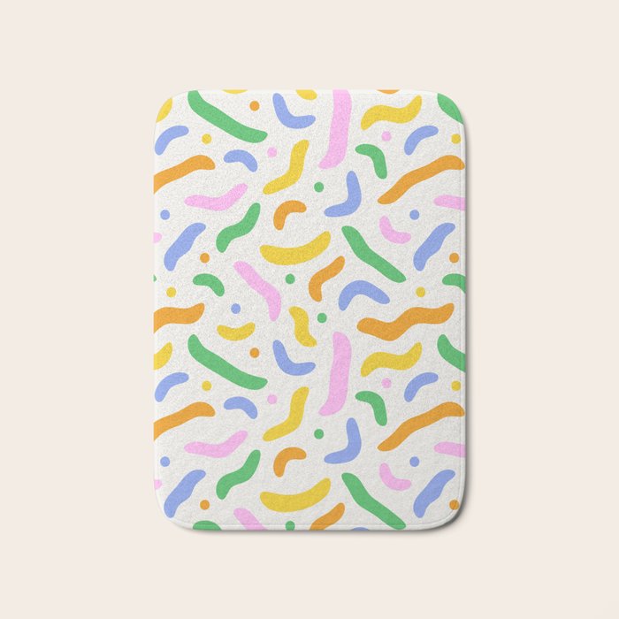 Fun colorful line doodle art pattern Bath Mat Gallery Image 1