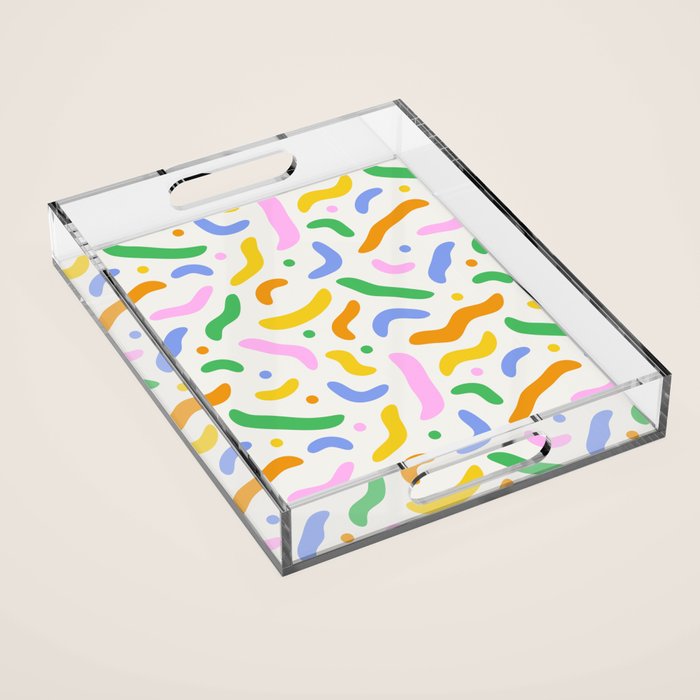 Fun colorful line doodle art pattern Acrylic Tray Gallery Image 1
