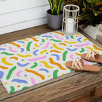 Fun colorful line doodle art pattern Outdoor Rug Gallery Image 2
