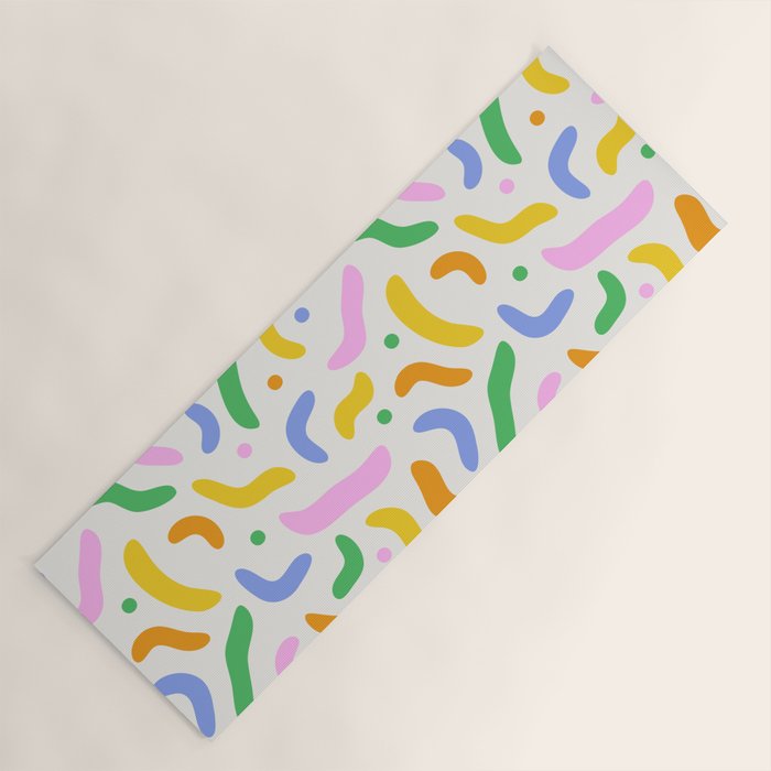 Fun colorful line doodle art pattern Yoga Mat Gallery Image 1