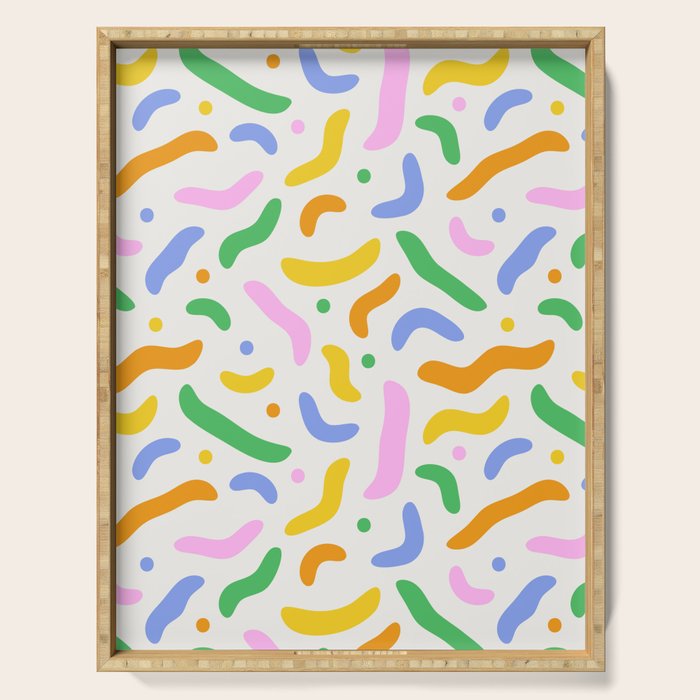 Fun colorful line doodle art pattern Serving Tray Gallery Image 1