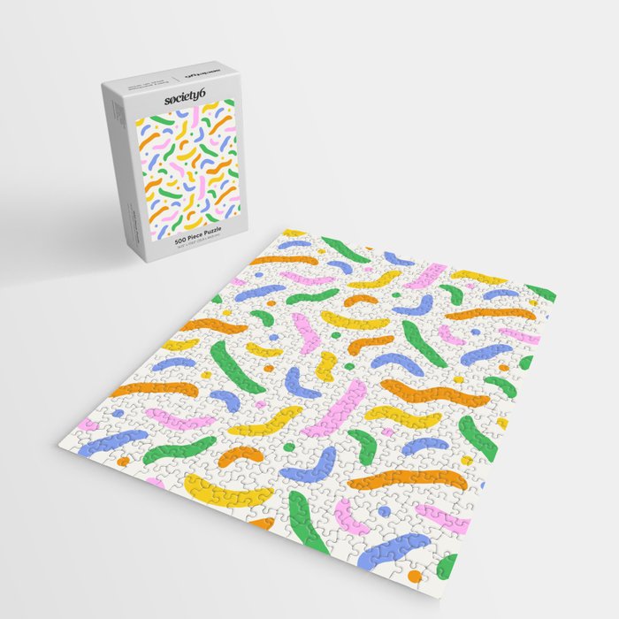 Fun colorful line doodle art pattern Jigsaw Puzzle Gallery Image 2
