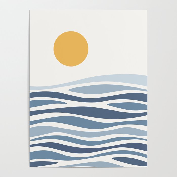 Blue Ocean Waves and the Sun Poster Gallery Image 1