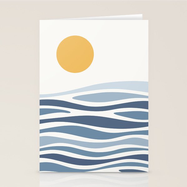 Blue Ocean Waves and the Sun Stationery Card Gallery Image 1