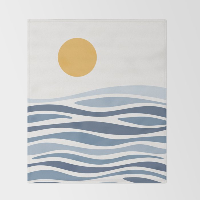 Blue Ocean Waves and the Sun Throw Blanket Gallery Image 2