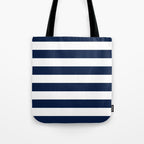 Marinière Nautical Navy Blue and White Mariniere Stripes  Tote Bag Gallery Image 1