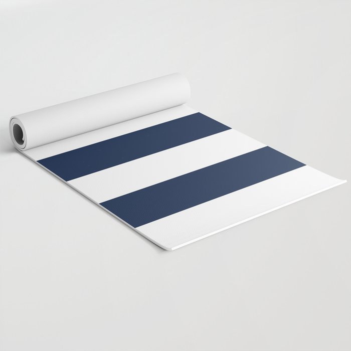 Marinière Nautical Navy Blue and White Mariniere Stripes  Yoga Mat Gallery Image 2