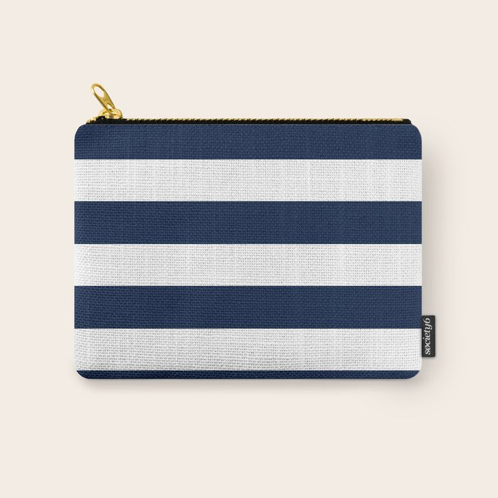 Marinière Nautical Navy Blue and White Mariniere Stripes  Carry All Pouch Gallery Image 1