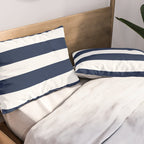 Marinière Nautical Navy Blue and White Mariniere Stripes  Pillow Sham Gallery Image 2