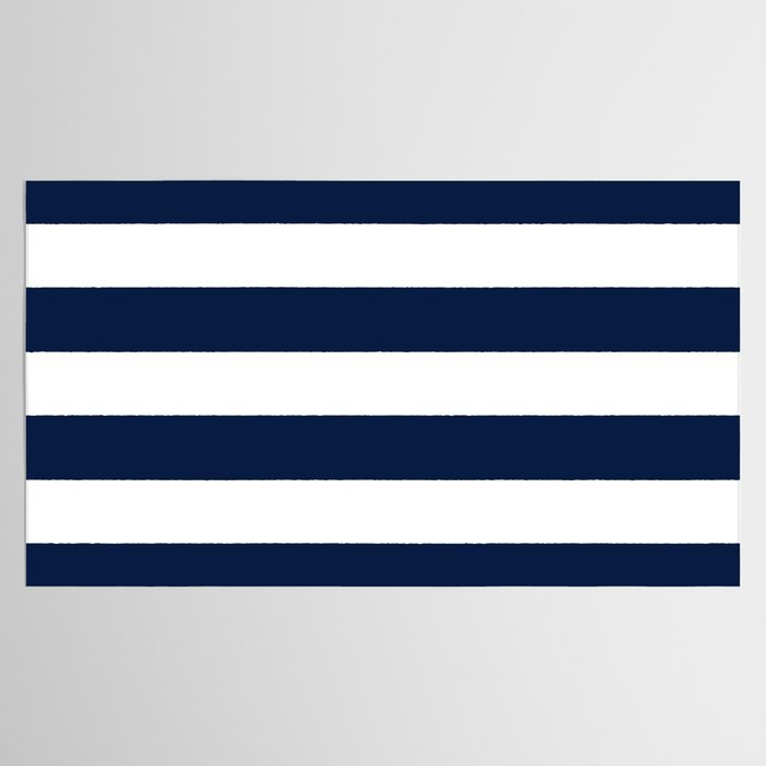 Marinière Nautical Navy Blue and White Mariniere Stripes  Tablecloth Gallery Image 2