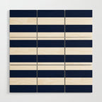 Marinière Nautical Navy Blue and White Mariniere Stripes  Wood Wall Art Gallery Image 1
