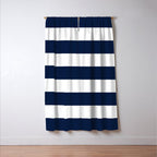 Marinière Nautical Navy Blue and White Mariniere Stripes  Window Curtain Gallery Image 3