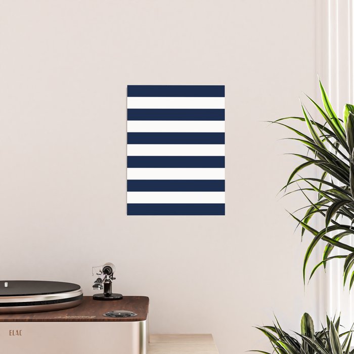 Marinière Nautical Navy Blue and White Mariniere Stripes  Poster Gallery Image 2