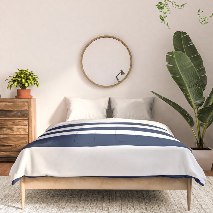 Marinière Nautical Navy Blue and White Mariniere Stripes  Comforter Gallery Image 3