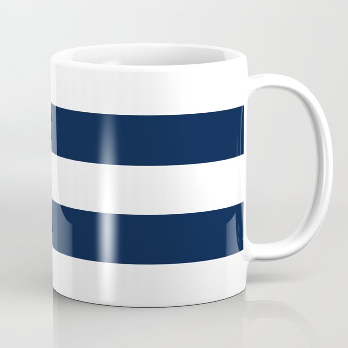 Marinière Nautical Navy Blue and White Mariniere Stripes  Coffee Mug Gallery Image 1