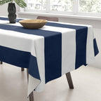 Marinière Nautical Navy Blue and White Mariniere Stripes  Tablecloth Gallery Image 3