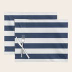 Marinière Nautical Navy Blue and White Mariniere Stripes  Placemat Gallery Image 1