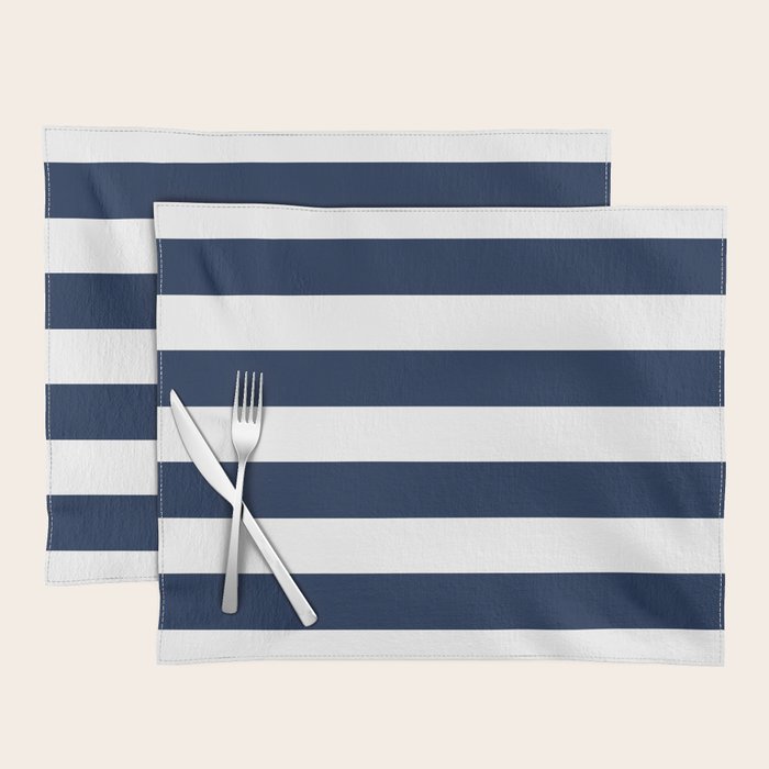 Marinière Nautical Navy Blue and White Mariniere Stripes  Placemat Gallery Image 1