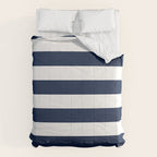Marinière Nautical Navy Blue and White Mariniere Stripes  Comforter Gallery Image 6