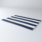 Marinière Nautical Navy Blue and White Mariniere Stripes  Rug Gallery Image 3