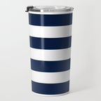 Marinière Nautical Navy Blue and White Mariniere Stripes  Travel Mug Gallery Image 3