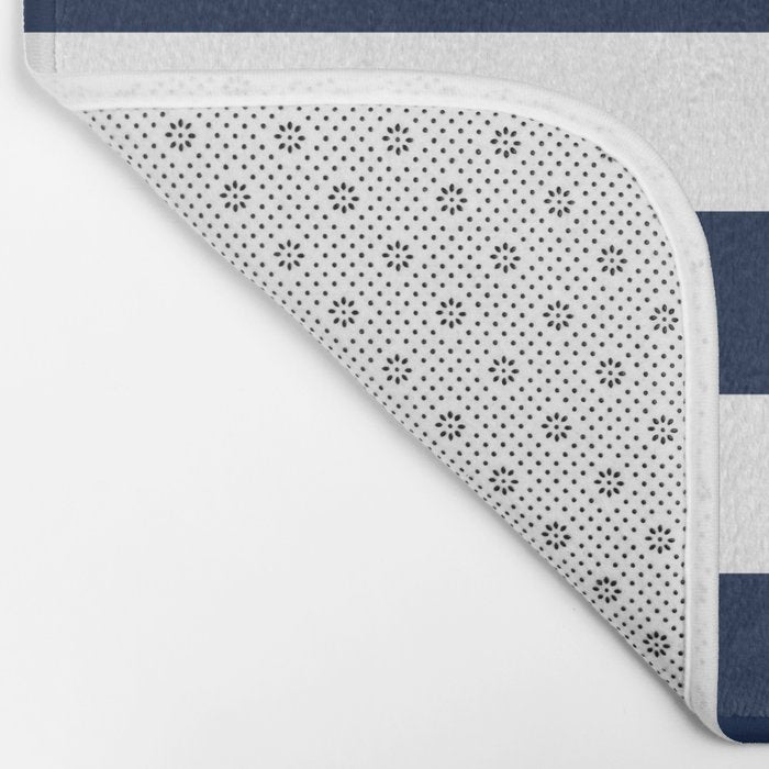 Marinière Nautical Navy Blue and White Mariniere Stripes  Bath Mat Gallery Image 2