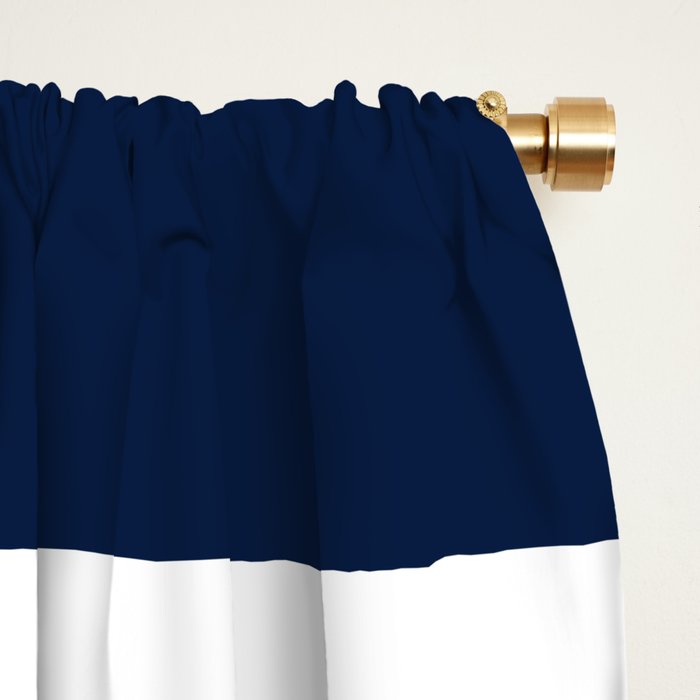 Marinière Nautical Navy Blue and White Mariniere Stripes  Window Curtain Gallery Image 2