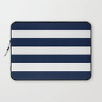 Marinière Nautical Navy Blue and White Mariniere Stripes  Laptop Sleeve Gallery Image 1
