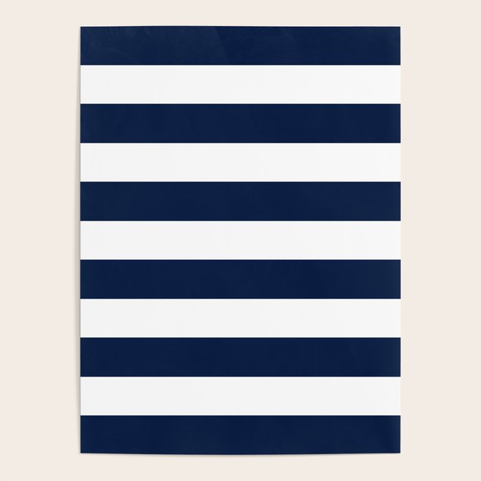 Marinière Nautical Navy Blue and White Mariniere Stripes  Poster Gallery Image 4