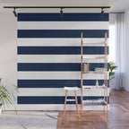 Marinière Nautical Navy Blue and White Mariniere Stripes  Wall Mural Gallery Image 1