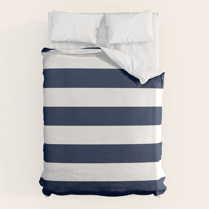 Marinière Nautical Navy Blue and White Mariniere Stripes  Duvet Cover Gallery Image 1