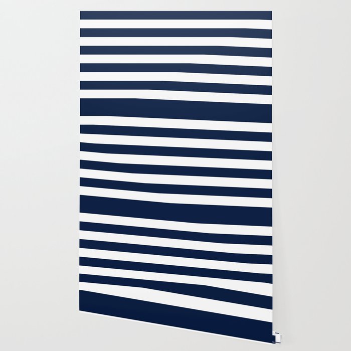 Marinière Nautical Navy Blue and White Mariniere Stripes  Wallpaper Gallery Image 2