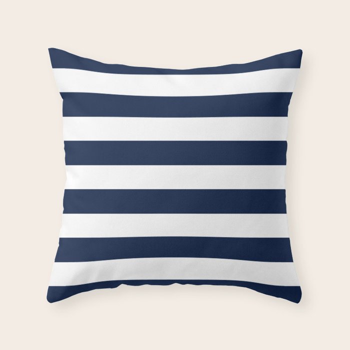 Marinière Nautical Navy Blue and White Mariniere Stripes  Throw Pillow Gallery Image 6