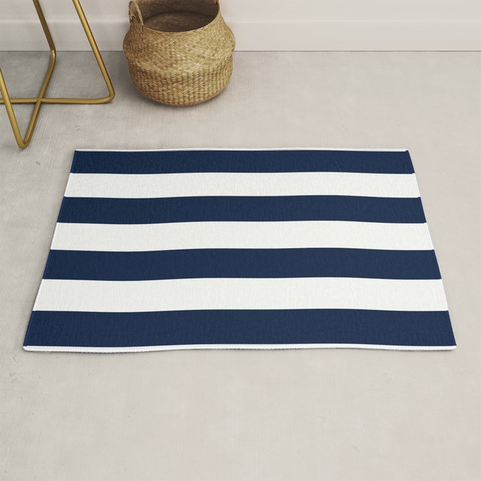 Marinière Nautical Navy Blue and White Mariniere Stripes  Rug Gallery Image 1