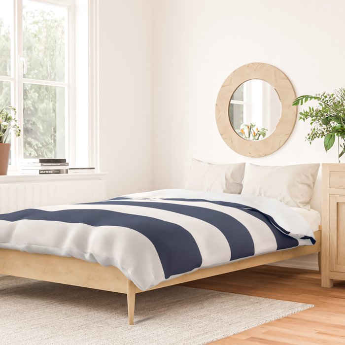 Marinière Nautical Navy Blue and White Mariniere Stripes  Duvet Cover Gallery Image 2