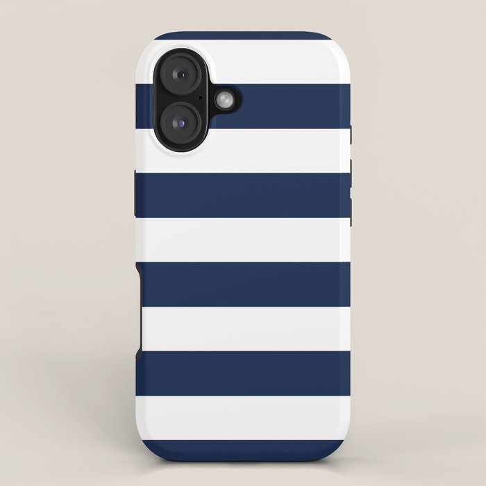 Marinière Nautical Navy Blue and White Mariniere Stripes  iPhone Case Gallery Image 1