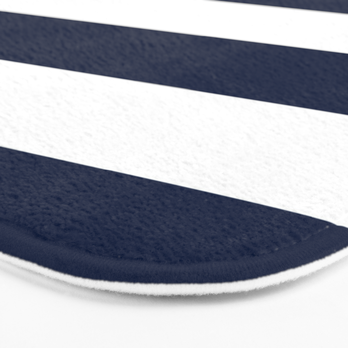 Marinière Nautical Navy Blue and White Mariniere Stripes  Bath Mat Gallery Image 3