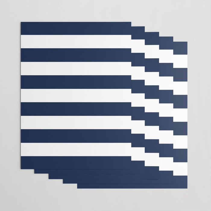 Marinière Nautical Navy Blue and White Mariniere Stripes  Wrapping Paper Gallery Image 3