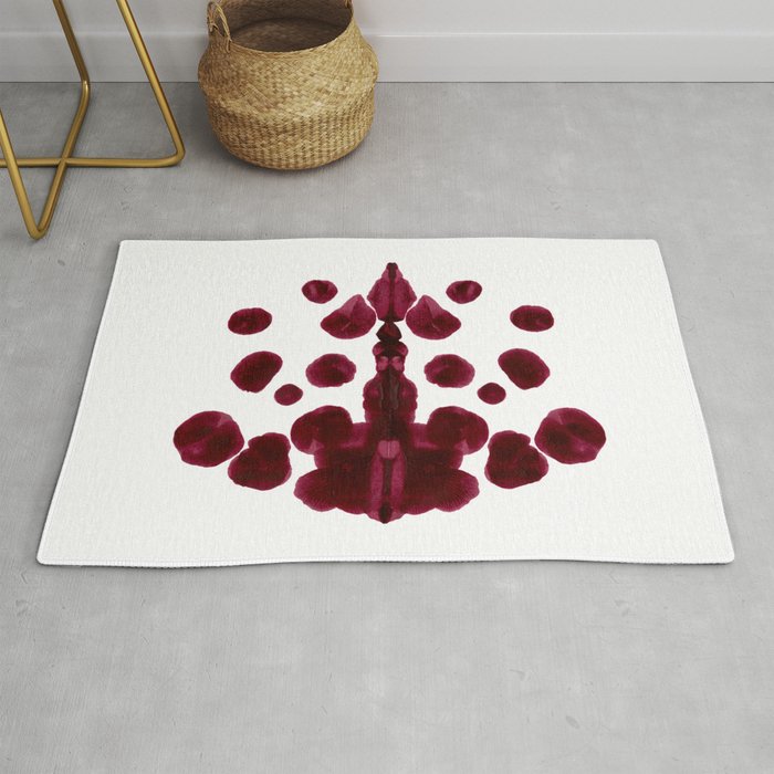 Burgundy Inkblot Pattern Rorschach Test Rug Gallery Image 1