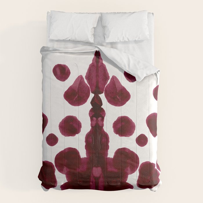 Burgundy Inkblot Pattern Rorschach Test Comforter Gallery Image 1