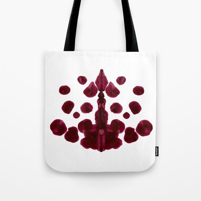 Burgundy Inkblot Pattern Rorschach Test Tote Bag Gallery Image 1