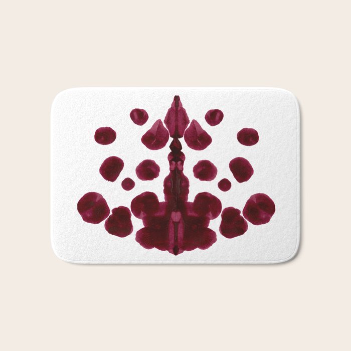 Burgundy Inkblot Pattern Rorschach Test Bath Mat Gallery Image 1