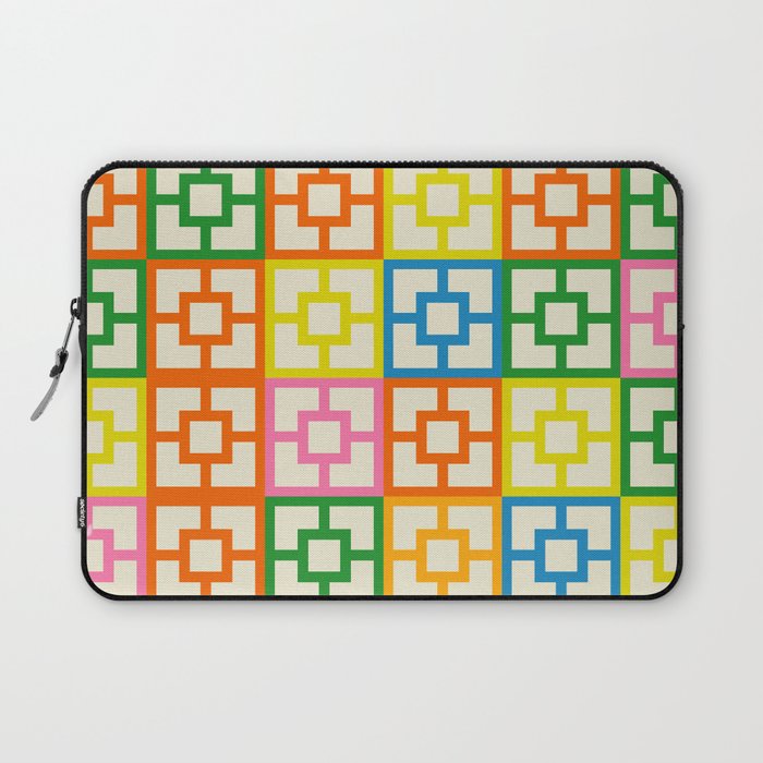 Mid Century Modern Colorful Geometric Breeze Block Pattern Laptop Sleeve Gallery Image 1