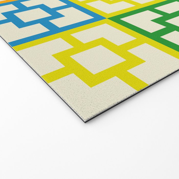 Mid Century Modern Colorful Geometric Breeze Block Pattern Welcome Mat Gallery Image 2