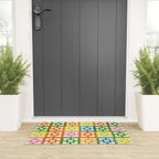 Mid Century Modern Colorful Geometric Breeze Block Pattern Welcome Mat Gallery Image 3