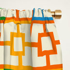 Mid Century Modern Colorful Geometric Breeze Block Pattern Window Curtain Gallery Image 2