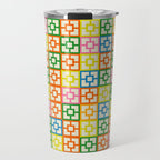 Mid Century Modern Colorful Geometric Breeze Block Pattern Travel Mug Gallery Image 1