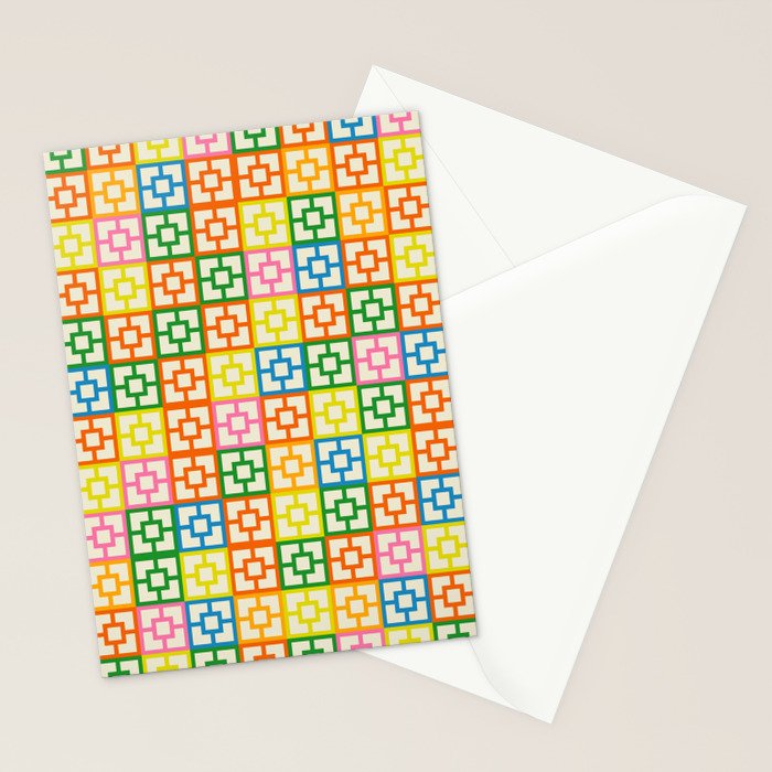 Mid Century Modern Colorful Geometric Breeze Block Pattern Stationery Card Gallery Image 2