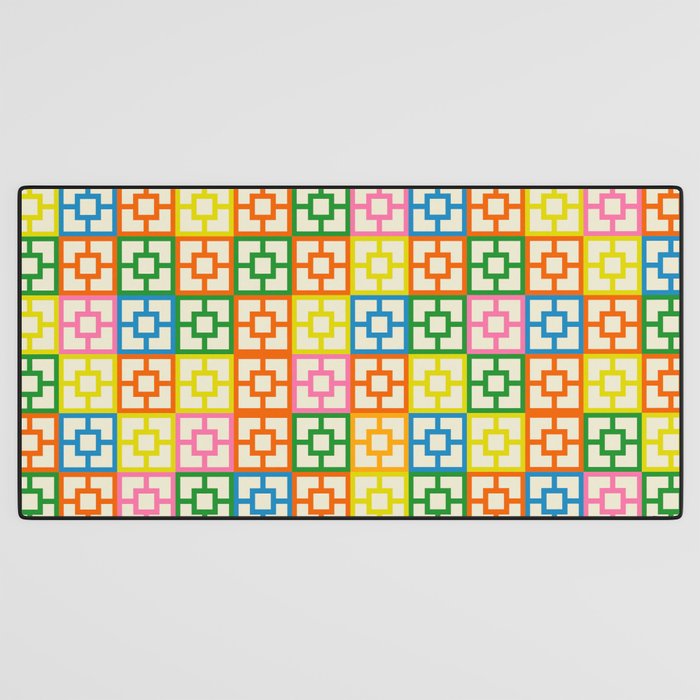 Mid Century Modern Colorful Geometric Breeze Block Pattern Desk Mat Gallery Image 3