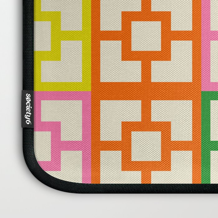 Mid Century Modern Colorful Geometric Breeze Block Pattern Laptop Sleeve Gallery Image 3